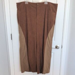 Cidar Two Tone Rust & Tan Corduroy Wide Leg Pants - 3XL